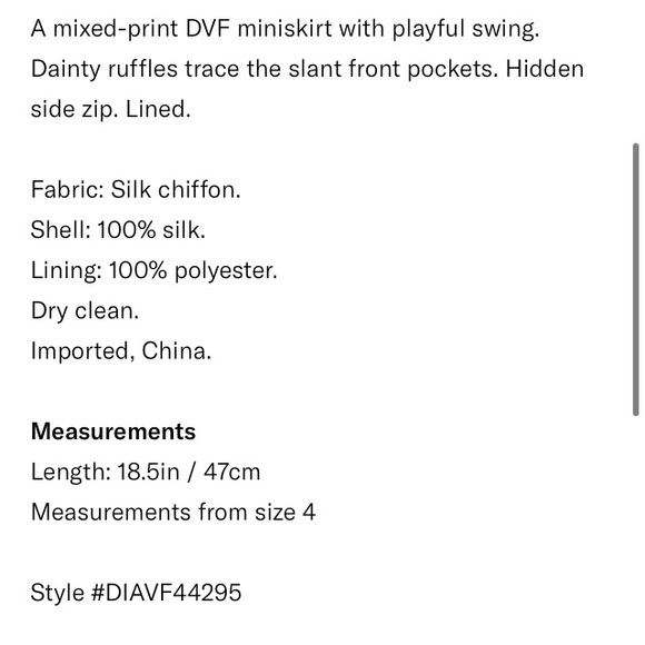 *** SOLD DIANE VON FURSTENBERG NWOT Skirt Size 4 - Picture 7 of 15